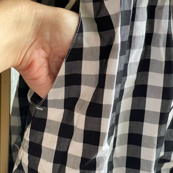 J Crew Black and White Tie Front 100% Cotton Gingham Skirt - Picture 6 of 12